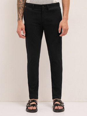 THE BEAR HOUSE Slim Fit Men Black Trousers