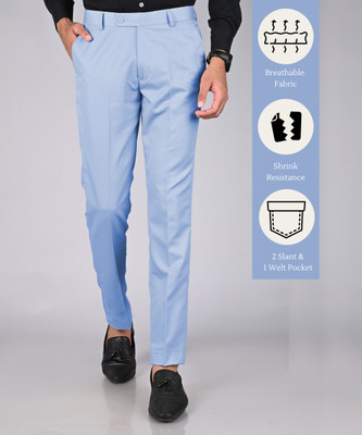STREETVIBES Regular Fit Men Light Blue Trousers