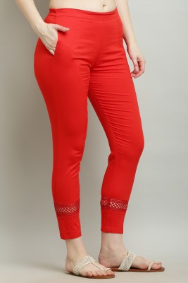 Shopbering Regular Fit Women Red Trousers