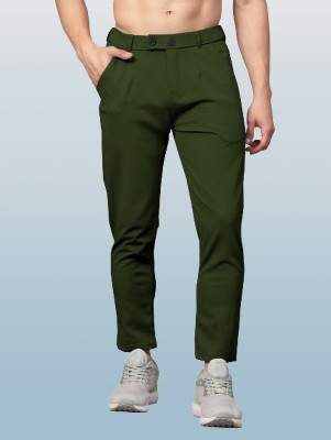 MIKUCHIKU Slim Fit Men Green Trousers