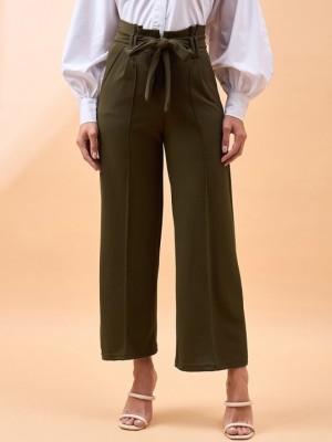 all about you Comfort Fit Women Light Green Trousers