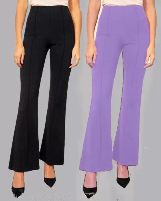 GLADLY Flared Women Black, Purple Trousers