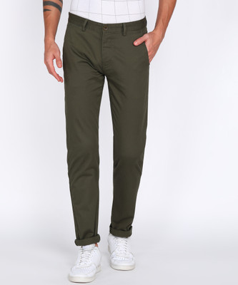 PETER ENGLAND Slim Fit Men Green Trousers