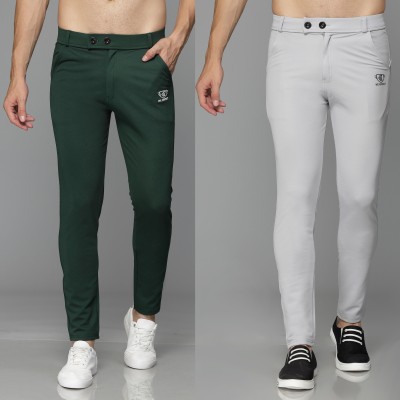 We Perfect Slim Fit Men Green, Grey Trousers