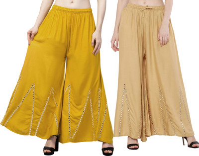 OMAAYA Comfort Fit Women Beige, Yellow Trousers