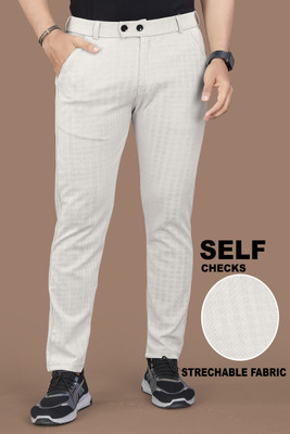 INDICLUB Regular Fit Men Cream Trousers