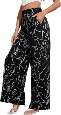 Multiwa Flared Women Black Trousers