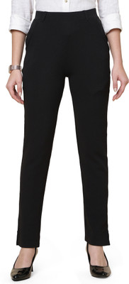 fithub Slim Fit Women Black Trousers