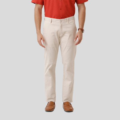 Ariser Slim Fit Men Cream Trousers