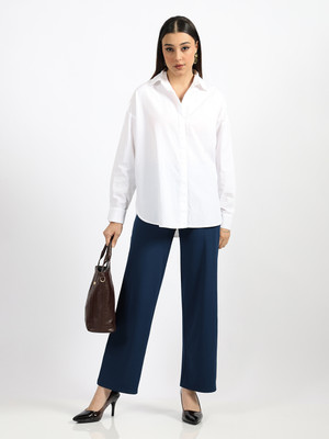 BlissClub Ultimate Wide Legged Pants, Lite - Tall Regular Fit Women Blue Trousers