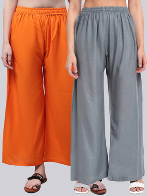 VALLES365 by S.c. Flared Women Orange, Grey Trousers