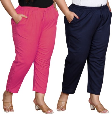 Prin Fashion House Regular Fit Women Pink, Dark Blue Trousers