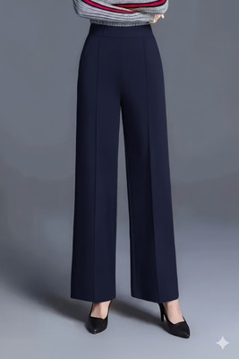 NATRIS Regular Fit Women Blue Trousers