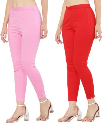 Priya Point Regular Fit Women Pink, Red Trousers