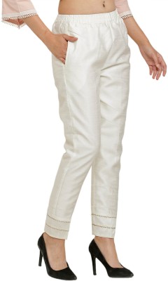 FAZONIX Regular Fit Women Cream Trousers