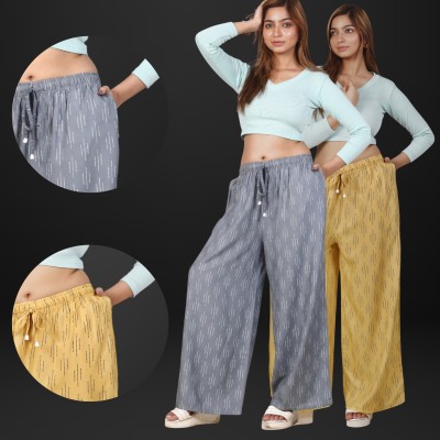 4K FASHION Relaxed Women Grey, Gold Trousers