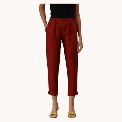 INDIANRANG Regular Fit Women Maroon Trousers