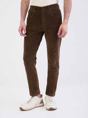 Spykar Regular Fit Men Brown Trousers