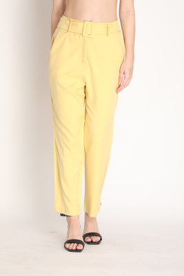 CHKOKKO Regular Fit Women Yellow Trousers