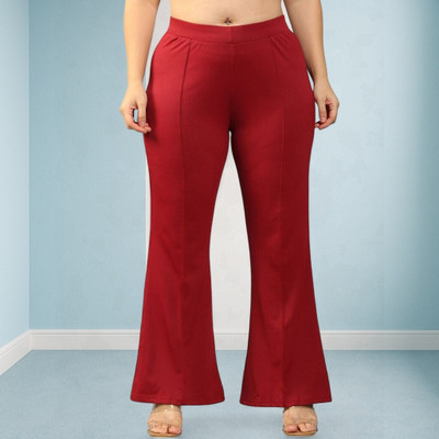 HouseOfCommon Comfort Fit, Regular Fit Women Maroon Trousers