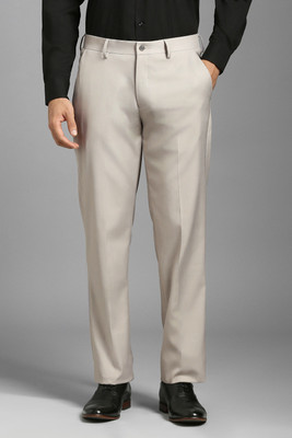 LOUIS PHILIPPE Regular Fit Men Beige Trousers