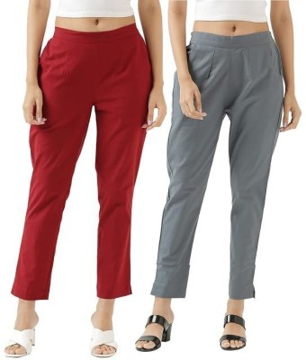 Dexus Regular Fit Women Maroon, Light Blue Trousers