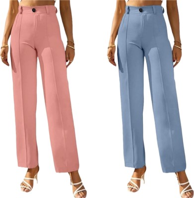 AASWANII Regular Fit Women Blue, Pink Trousers