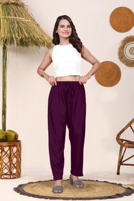 APPUFASHION Comfort Fit Women Purple Trousers