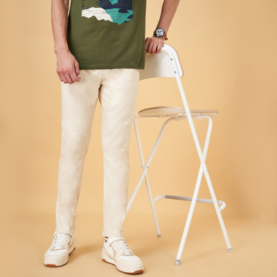 Urban Ranger by Pantaloos Slim Fit Men Beige Trousers