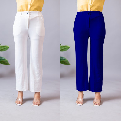 High Glitz Regular Fit Women White, Blue Trousers