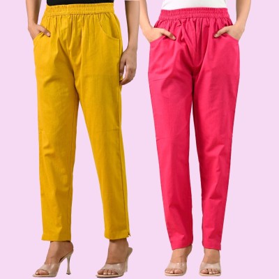 SAAV Regular Fit Women Yellow, Pink Trousers