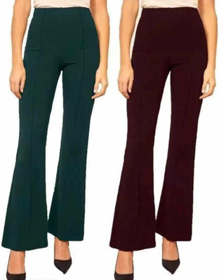 MODERNSSHOP Regular Fit Women Green, Maroon Trousers