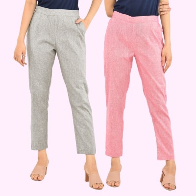 SAAV Regular Fit Women Grey, Pink Trousers