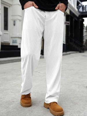 Rajovati Slim Fit Men White Trousers