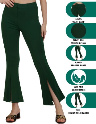 Mehrang Regular Fit Women Dark Green Trousers