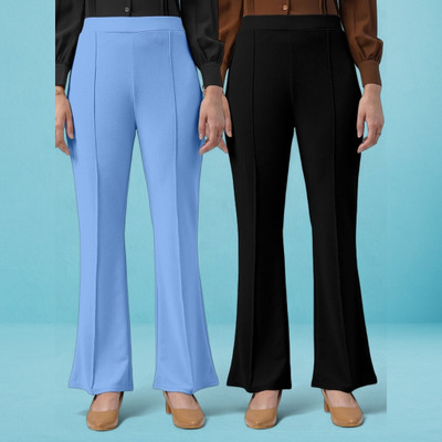 HouseOfCommon Loose Fit Women Light Blue, Black Trousers