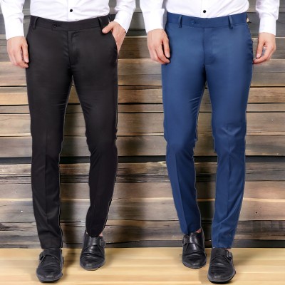 GLAUCUS Regular Fit Men Black, Blue Trousers