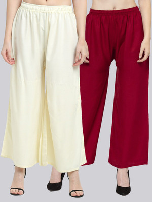 VALLES365 by S.c. Flared Women Maroon, Cream Trousers