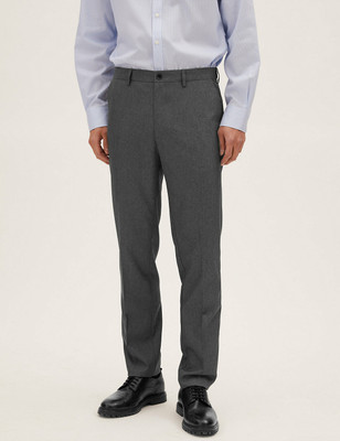 MARKS & SPENCER Slim Fit Men Grey Trousers