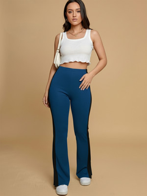 DE TRENDZ Flared Women Blue Trousers