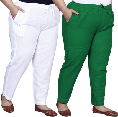 AAVONI Regular Fit Women White, Green Trousers