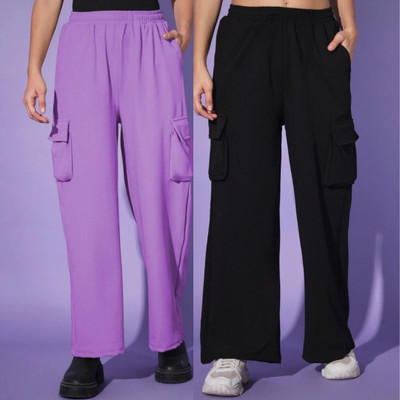 Knitgarments Regular Fit Women Black, Purple Trousers