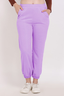 CLOTHINK India Regular Fit Women Purple Trousers