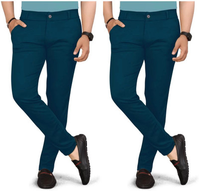 ynam Regular Fit Men Blue Trousers