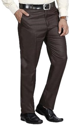 GhabaCreation Slim Fit Men Brown Trousers