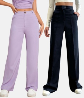 TESSORA Regular Fit Women Purple, Blue Trousers