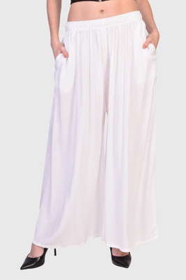 farukhi creation Flared Women White Trousers