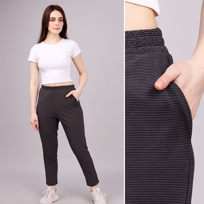 FEBVIBE Regular Fit Women Black Trousers