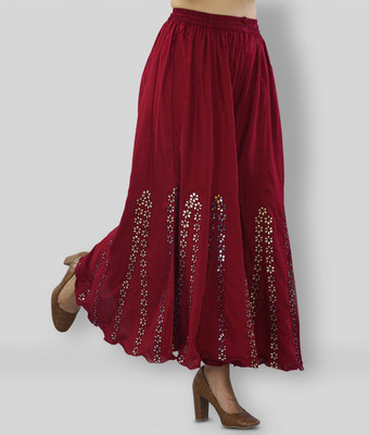 OMAYA Relaxed Women Maroon Trousers