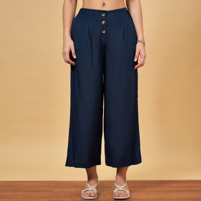 YU by Pantaloons Flared Women Blue Trousers